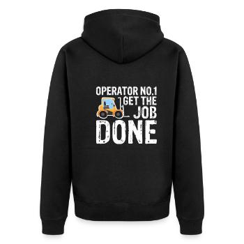 Operator No.1 Get The Job Done Kids Forklift - Unisex Premium Organic Zip Hoodie - black - Back - Nico (187cm)
