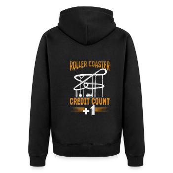 Achterbahn Ticket Vergnügungspark Rummelplatz - Unisex Premium Bio Zip Hoodie - Schwarz - Hinten - Nico (187cm)