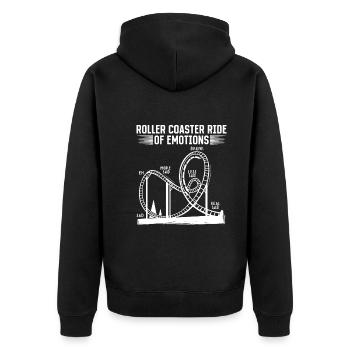 Roller Coaster Ride Of Emotions Looping Geschenk - Unisex Premium Bio Zip Hoodie - Schwarz - Hinten - Nico (187cm)