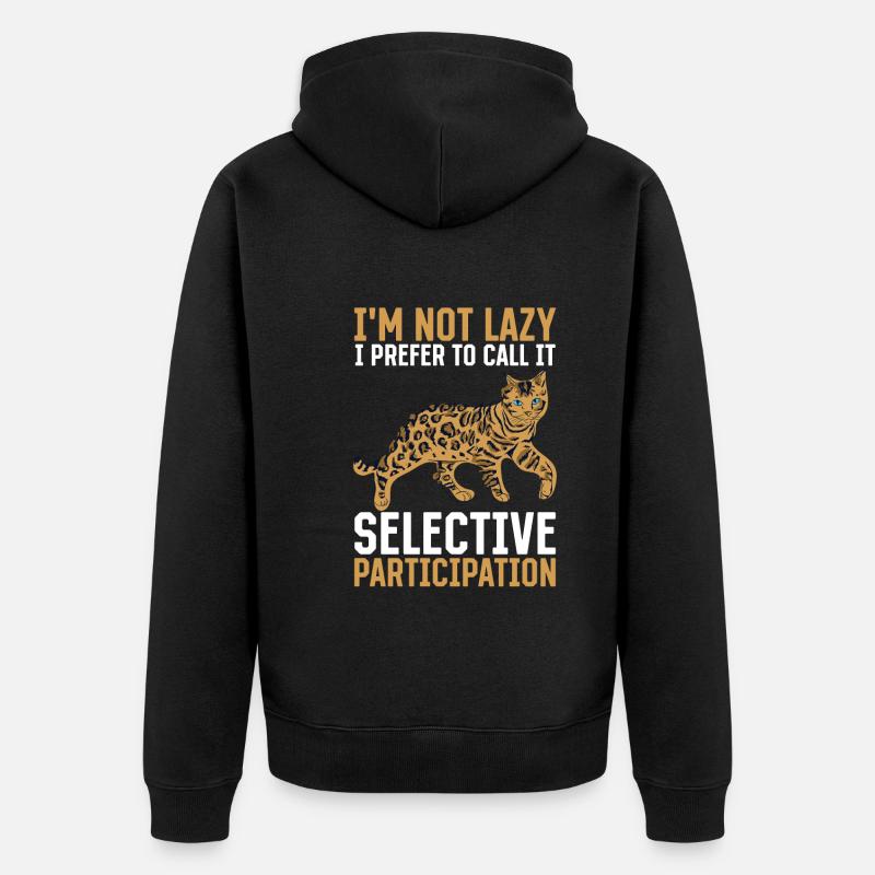 Cat Selective Participation Stubentiger Geschenk - Unisex Premium Bio Zip Hoodie - Schwarz
