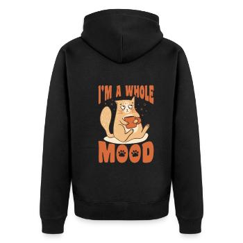 Katzen Kaffee Launisch Bürohumor Bengal Katze - Unisex Premium Bio Zip Hoodie - Schwarz - Hinten - Nico (187cm)