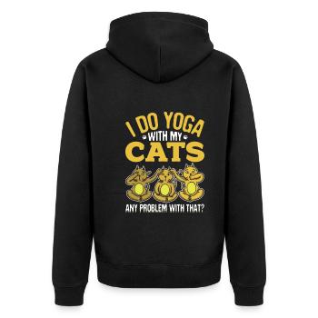 Yoga and cats meditate Namaste gift - Unisex Premium Organic Zip Hoodie - black - Back - Nico (187cm)