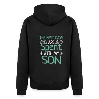 Vater & Sohn Kleinkind Werdender Papa Söhne - Unisex Premium Bio Zip Hoodie - Schwarz - Hinten - Nico (187cm)