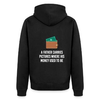 Père Argent Bourse Enfants Enfant Descendance paternelle - Veste à capuche bio Premium Unisexe - noir - Dos - Nico (187cm)