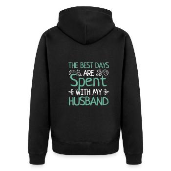 Meilleurs jours avec mari marier couple cadeau - Veste à capuche bio Premium Unisexe - noir - Dos - Nico (187cm)