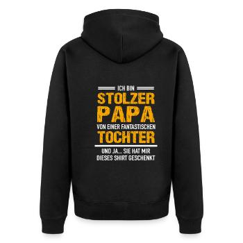 Stolzer Vater Fantastischen Tochter Vatertag - Unisex Premium Bio Zip Hoodie - Schwarz - Hinten - Nico (187cm)