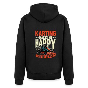 Karting Makes Me Happy Rennfahrer Rennkarts - Unisex Premium Bio Zip Hoodie - Schwarz - Hinten - Nico (187cm)