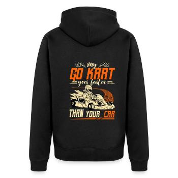 Go Kart Rennkart Motorsport Rennfahrer - Unisex Premium Bio Zip Hoodie - Schwarz - Hinten - Nico (187cm)