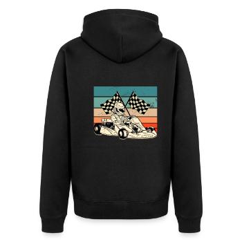 Retro Karting - Unisex Premium Bio Zip Hoodie - Schwarz - Hinten - Nico (187cm)