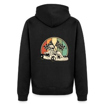 Kart Kartfahren Retro Rennkart Training Geschenk - Unisex Premium Bio Zip Hoodie - Schwarz - Hinten - Nico (187cm)