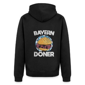 Leberkas Bayern Döner Leberkäse Brötchen Geschenk - Unisex Premium Bio Zip Hoodie - Schwarz - Hinten - Nico (187cm)