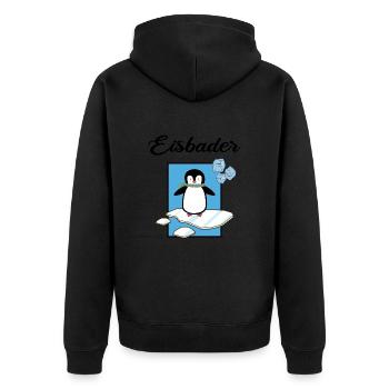 Eisbader Winterbaden Eisloch Kältetherapie Eisbad - Unisex Premium Bio Zip Hoodie - Schwarz - Hinten - Nico (187cm)