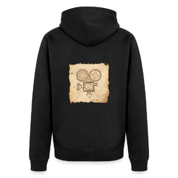 Vintage Filmprojektor Film Regisseur Schauspieler - Unisex Premium Bio Zip Hoodie - Schwarz - Hinten - Nico (187cm)