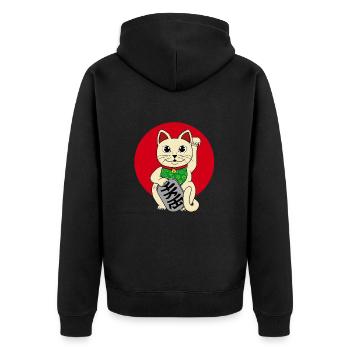 Lucky Cat - Unisex Premium Organic Zip Hoodie - black - Back - Nico (187cm)