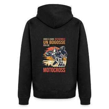 moto bogosse fan de motocross drôle motard biler - Veste à capuche bio Premium Unisexe - noir - Dos - Nico (187cm)