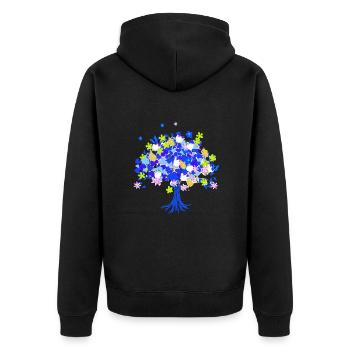 Baum des Lebens ,Lebensbaum,blumen,baum mit blumen - Unisex Premium Bio Zip Hoodie - Schwarz - Hinten - Nico (187cm)