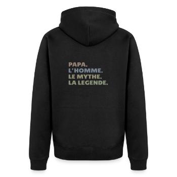 Le meilleur papa, c'est une légende, le plus fort - Veste à capuche bio Premium Unisexe - noir - Dos - Nico (187cm)