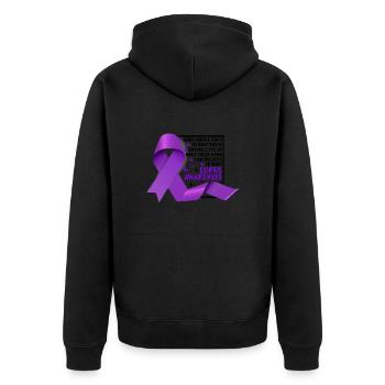 Lupus Bewusstseins Monat - Unisex Premium Bio Zip Hoodie - Schwarz - Hinten - Nico (187cm)