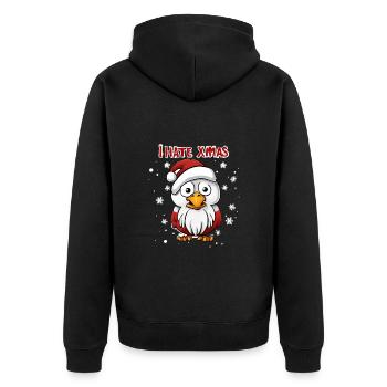 Ich hasse Weihnachten Lustiger Vogel Taube - Unisex Premium Bio Zip Hoodie - Schwarz - Hinten - Nico (187cm)