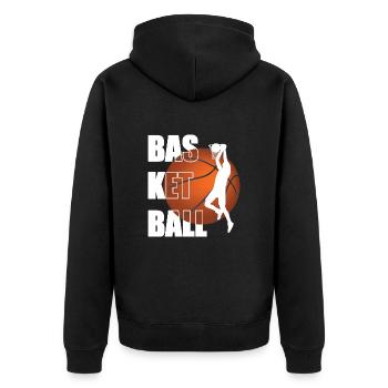 Basketball Basketball-Spieler Basketballer - Unisex Premium Bio Zip Hoodie - Schwarz - Hinten - Nico (187cm)