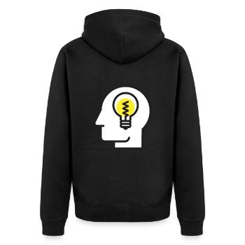 Tête avec ampoule, idées créatives - Veste à capuche bio Premium Unisexe - noir - Dos - Nico (187cm)