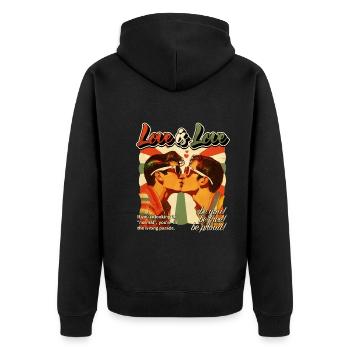 Love Is Love - Retro Gay Men Kiss LGBTQ 80s - Unisex Premium Organic Zip Hoodie - black - Back - Nico (187cm)