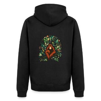 Orangutan - Unisex Premium Organic Zip Hoodie - black - Back - Nico (187cm)