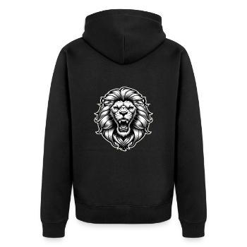 Lion's Head Lion the Majestic Wild Animal - Unisex Premium Organic Zip Hoodie - black - Back - Nico (187cm)