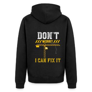 Don't Worry i Can Fix it - Unisex Premium Organic Zip Hoodie - black - Back - Nico (187cm)