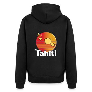 Schöne Souvenir-Geschenkidee der Karte von Tahiti - Unisex Premium Bio Zip Hoodie - Schwarz - Hinten - Nico (187cm)