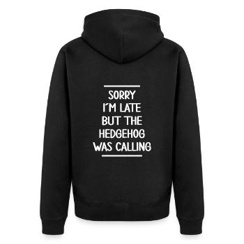 Igel Igelfreund rettet Igelfamilie - Unisex Premium Bio Zip Hoodie - Schwarz - Hinten - Nico (187cm)