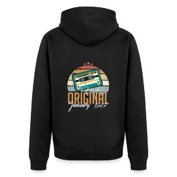 Die Legenden wurden im Januar 1947 geboren Geschen - Unisex Premium Bio Zip Hoodie - Schwarz - Hinten - Nico (187cm)