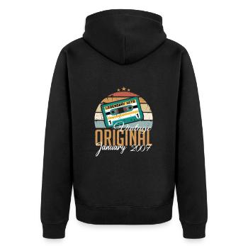 Die Legenden wurden im Januar 2007 geboren Geschen - Unisex Premium Bio Zip Hoodie - Schwarz - Hinten - Nico (187cm)