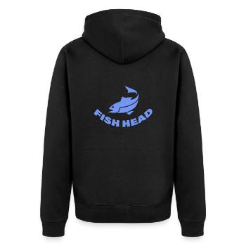 FISH HEAD - Unisex Premium Bio Zip Hoodie - Schwarz - Hinten - Nico (187cm)