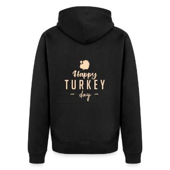 Happy Turkey Day - Unisex Premium Bio Zip Hoodie - Schwarz - Hinten - Nico (187cm)