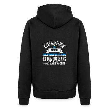 Cadeau pour supporter de marseille marseillais - Veste à capuche bio Premium Unisexe - noir - Dos - Nico (187cm)