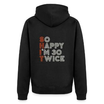 60 Geburtstag 60 Jahre Geburtstagsspruch lustig - Unisex Premium Bio Zip Hoodie - Schwarz - Hinten - Nico (187cm)