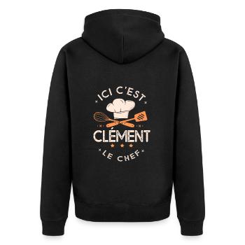 Clément Chef Ici c est Clement le chef cuisinier - Veste à capuche bio Premium Unisexe - noir - Dos - Nico (187cm)