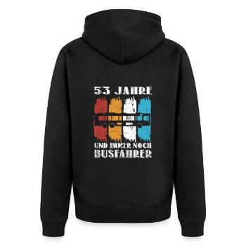 Busfahrer Busfahren Bus Beruf 53 Geburtstag Spruch - Unisex Premium Bio Zip Hoodie - Schwarz - Hinten - Nico (187cm)