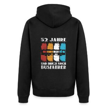 Busfahrer 52 Jahre Busfahren Beruf 52 Geburtstag - Unisex Premium Bio Zip Hoodie - Schwarz - Hinten - Nico (187cm)
