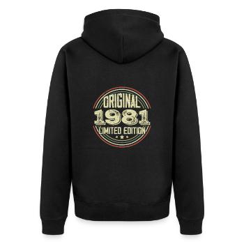 1981 Birthday Parties, ein legendärer Jahrgang - Unisex Premium Bio Zip Hoodie - Schwarz - Hinten - Nico (187cm)