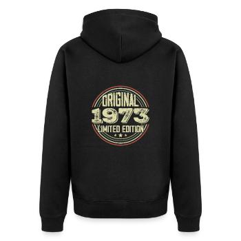 1973 Birthday Parties, a legendary vintage - Unisex Premium Organic Zip Hoodie - black - Back - Nico (187cm)