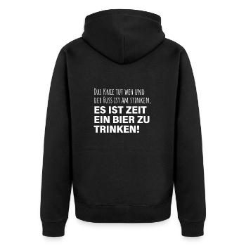 Es ist Zeit ein Bier zu trinken - Unisex Premium Bio Zip Hoodie - Schwarz - Hinten - Nico (187cm)