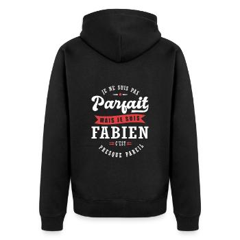 Fabien Parfait Cadeau prenom fabien - Veste à capuche bio Premium Unisexe - noir - Dos - Nico (187cm)