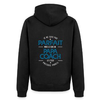 je suis un papa coach cadeau coach sportif humour - Veste à capuche bio Premium Unisexe - noir - Dos - Nico (187cm)