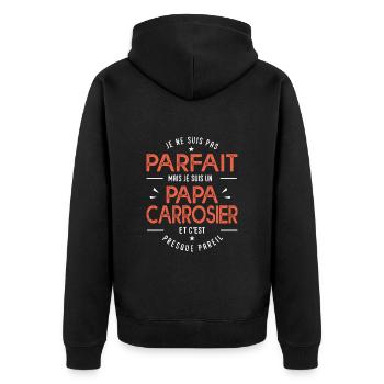 je suis un papa carrosier cadeau humour garage - Veste à capuche bio Premium Unisexe - noir - Dos - Nico (187cm)