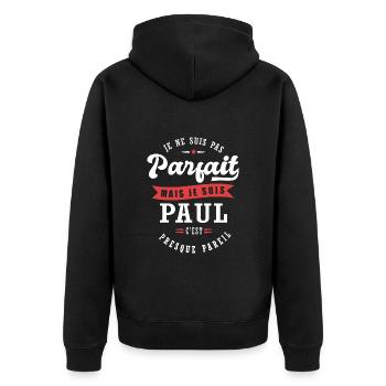 Paul Parfait Cadeau prenom paul - Veste à capuche bio Premium Unisexe - noir - Dos - Nico (187cm)