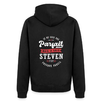 Steven Parfait Cadeau prenom steven - Veste à capuche bio Premium Unisexe - noir - Dos - Nico (187cm)