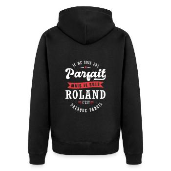 Roland Parfait Cadeau prenom roland - Veste à capuche bio Premium Unisexe - noir - Dos - Nico (187cm)