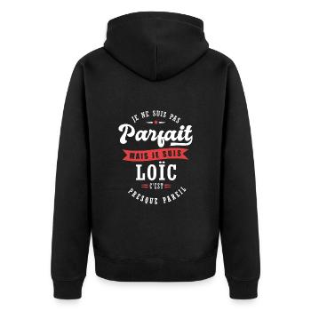 Loïc Parfait Cadeau prenom loïc - Veste à capuche bio Premium Unisexe - noir - Dos - Nico (187cm)